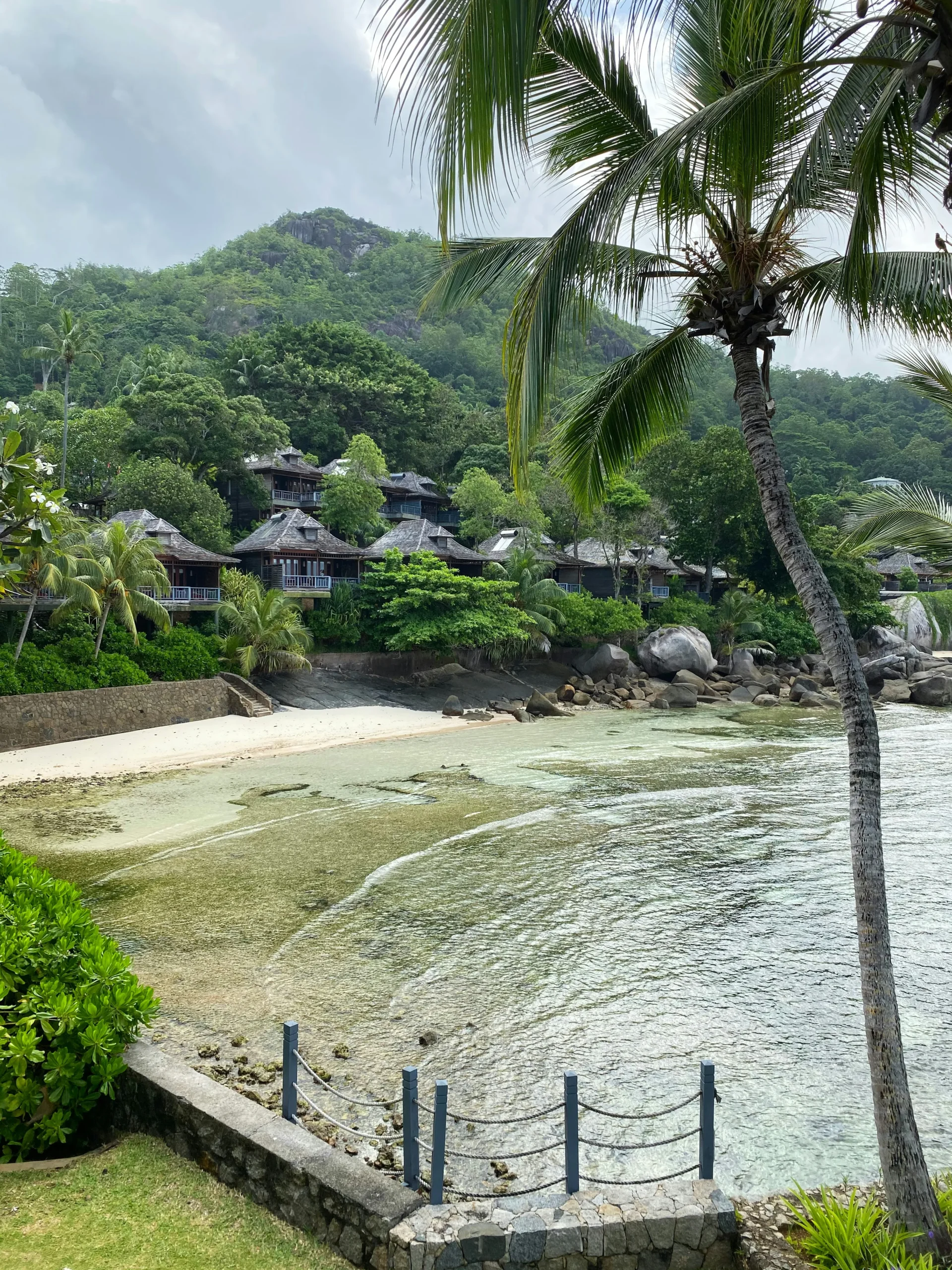 Hillside villas above the lagoon in Seychelles